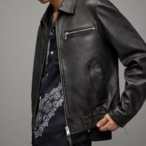 Chaqueta de cuero de piel de vaca para hombre personalizada de calidad de estilo callejero de Pakistán 100% cuero Real tela de lona más Popular - Product Image 2