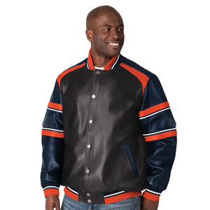 Veste en molleton de coton avec logo personnalisé pour hommes, avec corps en laine et manches en cuir, veste d'hiver de haute qualité pour étudiants du collège - Product Image 1