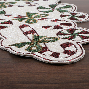 36" Glass Beaded <b>Dining</b> <b>Table</b> <b>Runner</b> High Quality Hand Beaded Work With Custom Floral Design Low Price <b>Runners</b> for Christmas - Product Image 2