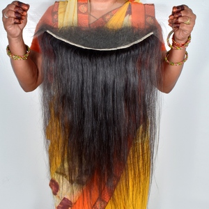 Prix de gros populaire Cheveux humains indiens de temple Frontal HD Lisse et soyeux Texture naturelle Brillant Disponible à la vente - Product Image 1