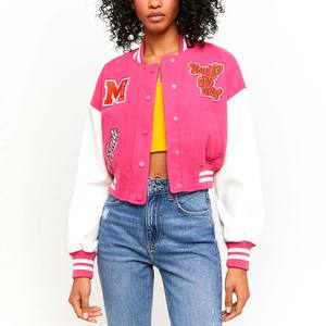 Nouveautés 2026 – Blouson universitaire court en laine coupe-vent et respirant, écologique, pour femme, style sport décontracté, veste de baseball tendance - Product Image 1