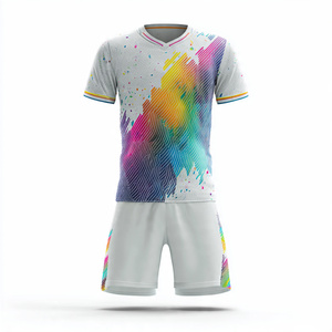 Uniformes de football de soccer camouflage noir, uniformes de football imprimés OEM, hauts de maillot de sport à col en V - Product Image 5