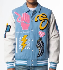 Veste universitaire de haute qualité personnalisée ODM OEM Pakistan pour hommes vestes d'hiver en laine de baseball à fermeture par boutons pour hommes - Product Image 4