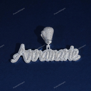 Custom Two Tone Moissanite <b>Letter</b> Pendant Iced Out 925 Sterling <b>Silver</b> Gold Plated Hip Hop Handmade Antique Luxury Charm Jewelry - Product Image 3