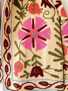 Veste kimono en velours de coton d'hiver à motif floral brodé Suzani, vêtement pour femmes, veste bohème douce faite à la main - Product Image 5