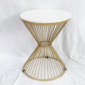 LUXI Contemporary Living Room Furniture Durable Gold-Bronze Frame Side <b>Table</b> Stone Top Decorative <b>Table</b> for <b>Sofa</b> Entry SST022 - Product Image 4