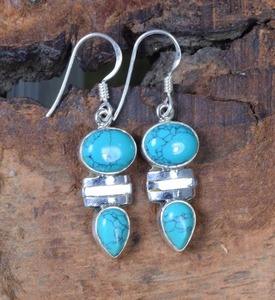 Boho Style classique boucles d'oreilles bijoux pour femmes bijoux en argent 925 argent Sterling Turquoise pierres précieuses boucles d'oreilles faites à la main cadeau pour - Product Image 4
