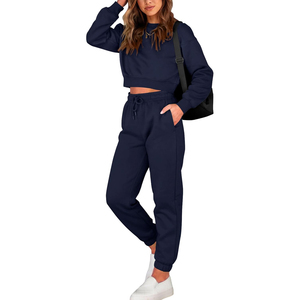 Luxe femmes Streetwear à capuche solide survêtement deux pièces ensemble tissu de haute qualité pour Premium confort mode Fitness Yoga - Product Image 1