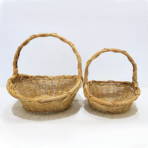 Artex Dong Thap Set of 2 Hand Woven Rattan Oval <b>Picnic</b> <b>Basket</b> with Handle - Product Image 3