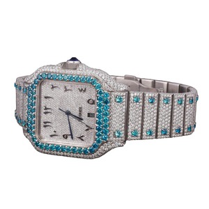 Orologio con Diamante Moissanite Blu Cielo, Quadrante Quadrato in Acciaio Inossidabile, Movimento al Quarzo Personalizzato per Gioielleria Uomo e Donna - Product Image 5