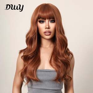 22 Inches Long Synthetic Women's <b>Wigs</b> Curly <b>Brown</b> with Bangs for Daily Use Cosplay Parties Light <b>Brown</b> Lace for Photos-LC034-1 - Product Image 1