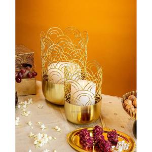 Luxury Gold Plated Metal <b>Tealight</b> <b>Candle</b> Holder for Home Wedding Christmas Tabletop Lighting Decoration Handmade - Product Image 1