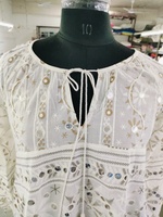 Exotic blus wanita motif Nomad cermin bordir Indian Art balon Lengan Atasan wanita pilihan terbanyak blus Hem rumbai
