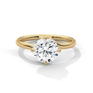 Bague de fiançailles solitaire ronde en diamant, or blanc, jaune et rose 10K, 14K, 18K - Product Image 1