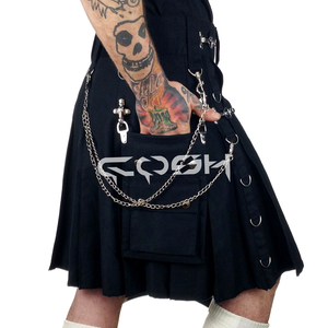 Custom-Made Heavy Duty <b>Gothic</b> Cotton Highland Dress Kilt for Men Adjustable Chrome Hardware Chains & D <b>rings</b>, Kilts Supplier - Product Image 2