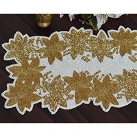 Chemin de table en perles de verre floral doré moderne, plaque de chargement, table à manger, chemin de salon perlé, chemin décoratif pour la maison