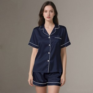 <b>Women's</b> Breathable Luxury <b>Silk</b> Satin <b>Pajamas</b> Set <b>for</b> Summer & Spring All Season Wear Customizable - Product Image 1