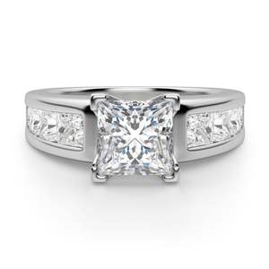 Princess Cut Pave Set Anillo de compromiso de diamantes Vintage para mujer - Product Image 3