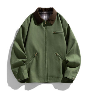 แจ็กเก็ตผ้าแคนวาสสำหรับผู้ชายเสื้อแจ็กเก็ตทำงานแนวสตรีทสำหรับใส่กลางแจ้งทรงโอเวอร์ไซส์สไตล์วินเทจซักได้ตามต้องการสำหรับฤดูหนาว - Product Image 4