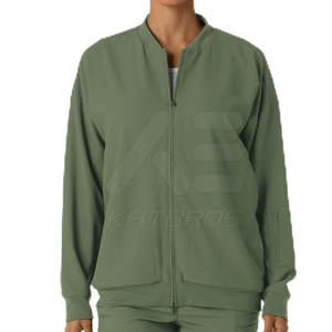 Nuevas chaquetas de fregado de color sólido para mujer Uniformes de hospital de uso al aire libre con cremallera completa - Product Image 1