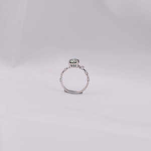 แหวนเพชรสำหรับผู้หญิงที่ปลูกในห้องทดลองสีเขียวทรงกลม18KT ได้รับการรับรองว่าเป็นทองคำสีขาว - Product Image 6