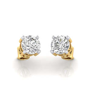 Boucles d'oreilles solitaires en or jaune 18 carats avec diamant - Product Image 4