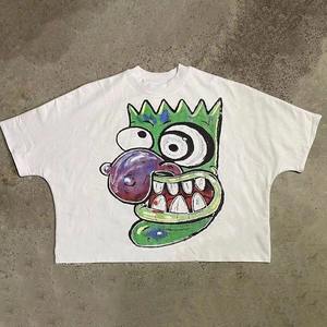 Camiseta de cuello falso de gran tamaño de algodón 100% de peso pesado con logotipo personalizado para hombre estilo Hip Hop con aberturas de poliéster - Product Image 5