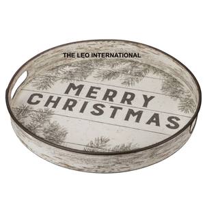 ถาดคริสต์มาสทรงกลมเหล็กสีขาวเคลือบเงา ชุดถาดคริสต์มาสทำมือสไตล์หรูหรา ขายดี คุณภาพสูงสุด - Product Image 4