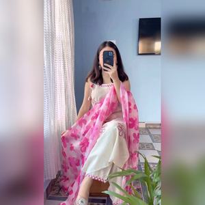 Prix fabricant, salwar kameez de style palazzo, en soie, avec travail de sheesha, ensemble 3 pièces, pour source textile et boutique, directement de l'usine - Product Image 3