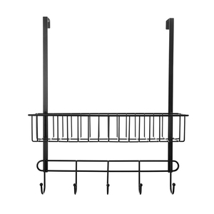 Factory Supplied Metal Over-the-<b>Door</b> 5-<b>Hook</b> Hanger with Clothing Basket - Product Image 2
