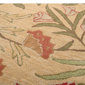 Alfombra de lana de tulipanes de Adeline hecha a mano, diseño Floral Beige/azul, pila alta, 5X7 pies, sala de estar moderna para el hogar, dormitorio, cocina - Product Image 6