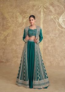 Lehenga Choli élégant de style veste de fête avec broderie complexe de chinon Zari Work Dupatta pour les célébrations pakistanaises indiennes - Product Image 5
