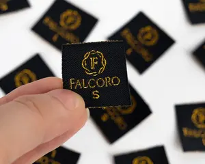 Etiquetas tejidas bordadas por encargo del cliente para ropa, zapatos y bolsos, etiquetas de tela textil de poliéster cosidas - Product Image 1