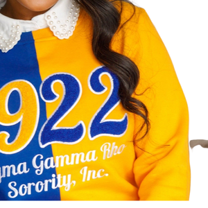 1922 Color Block Chenille sudadera suave Premium algodón cuello redondo bordado Sigma Gamma Rho Sorority ropa para la universidad - Product Image 5