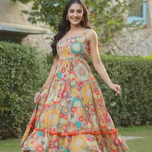 Indien main-bloc imprimé coton Boho robe Floral été tenue décontracté à la main toucher doux Style naturel parfait cadeau pour elle - Product Image 1