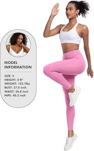 Lot de 6 pantalons de yoga pour femmes simplement à la mode taille haute taille moyenne Leggings doux taille élastique contrôle du ventre avant solide - Product Image 6