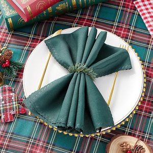 Anneau de serviette de Noël Aiguille de pin artificielle Couronne Anneau de serviette pour Banquet Décoration de table Dîner - Product Image 6