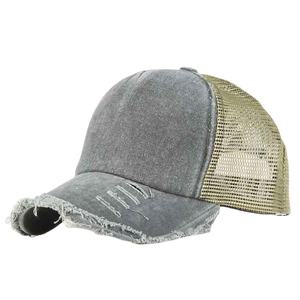 Wholesale Custom Washed <b>Vintage</b> Denim Sport Baseball Cap Dyed Solid Color Distressed Mesh Foam Dad <b>Trucker</b> <b>Hat</b> - Product Image 5