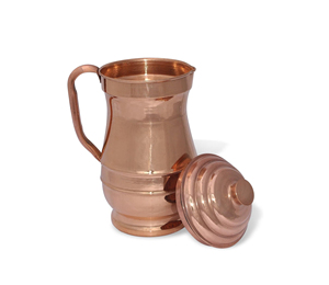 Pichet à eau Maharaja en métal de cuivre de 60 onces fini lisse fabriqué à la main - Product Image 1