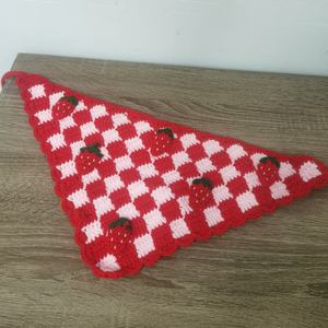 Crochet Cotton Yarn Strawberry <b>Hat</b> Bandanas Hand Drawn Printing Versatile for Outdoor Fishing Party Travel Casual Use - Product Image 2