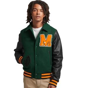 2023ขายส่งสีหนังแขนผ้าขนสัตว์ร่างกายสบายพรีเมี่ยมที่มีคุณภาพสูงของผู้ชายเย็บปักถักร้อยตัวแทนแจ็คเก็ตสำหรับผู้ชาย - Product Image 1