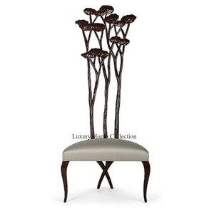 Silla de sala de estar decorativa de Metal más exigente con estilo moderno para interiores y exteriores, suministros de silla de diseño Floral con respaldo de tamaño largo - Product Image 1
