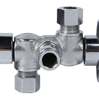 Laiton sans plomb 1/4 tour double sortie vanne d'angle 1/2 "sueur 3/8" OD 3/8 "OD sueur Compression plomberie raccord