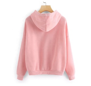 เสื้อฮู้ดผู้หญิงแบบมีซับใน ผ้าฟลีซ ทรงหลวม แขนยาว สีพื้น สวมหัว สตรีทแวร์ เสื้อสเวตเชิ้ต ผ้าฝ้ายระบายอากาศได้ดี ปรับแต่งได้ - Product Image 5