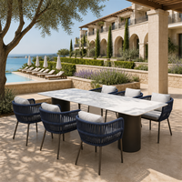Ensemble de mobilier d'extérieur pour hôtel et restaurant, fauteuils en aluminium tressé en corde, résistant aux intempéries, mobilier de qualité professionnelle