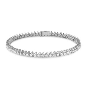 Bracelet tennis intemporel en diamants de laboratoire poire 4 carats, couleur F-G, clarté VS, 65 diamants, or massif 14K, ligne classique étincelante - Product Image 2