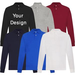 Haute qualité 100% coton hommes pour polos à manches longues bouton couleur unie avec la dernière conception d'impression Logo personnalisé - Product Image 3