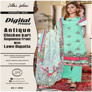Stylish High Quality 3-Piece Casual Wear Suit Includes Printed <b>Sequin</b> Cotton Lawn Dress Long Dupatta Saree Salwar Kameez - Product Image 4