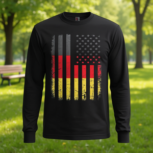 Camiseta de manga larga con bandera alemana y estadounidense, diseño de orgullo y herencia de Alemania y Estados Unidos - Product Image 3