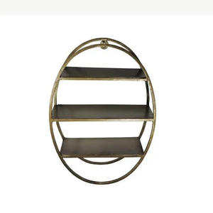 Support mural noir en forme d'hexagone support de rangement mural métal et bois pour la maison salon support mural décoratif - Product Image 5